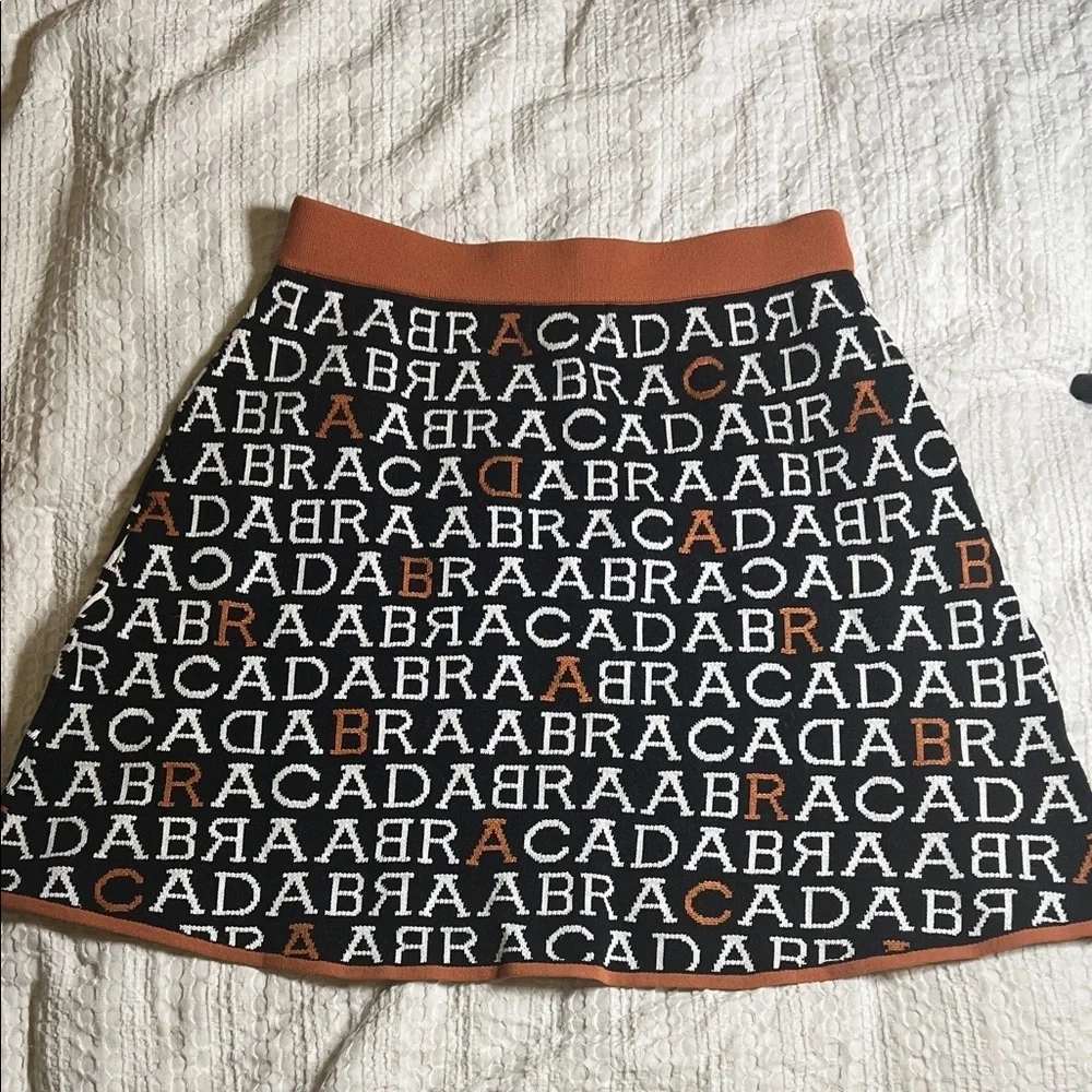 Anthropologie Orange and Black Textured Mini Skirt XS